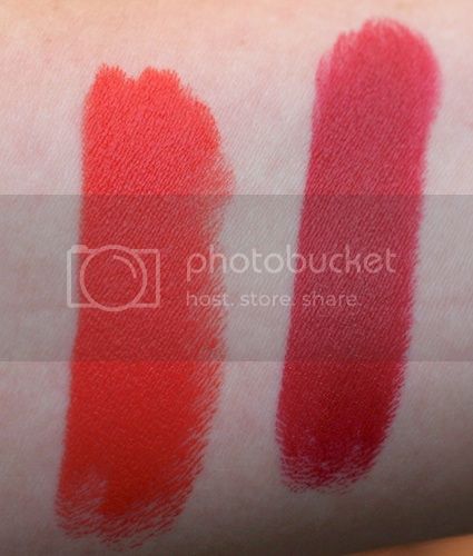 MAC Scarlet Ibis og Charmed I'm Sure swatches